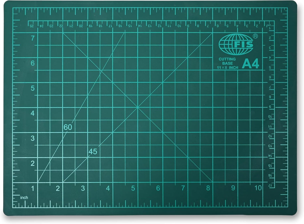 FIS Cutting Mat A4 (210x297mm)– Self - Healing Cutting Base with Grid, Angle & Ruler Lines | Green | FSCUA4N - Al Kabayel Discount CentreFIS Cutting Mat A4 (210x297mm)– Self - Healing Cutting Base with Grid, Angle & Ruler Lines | Green | FSCUA4NDesk Accessories & OrganizersFISAl Kabayel Discount Centre