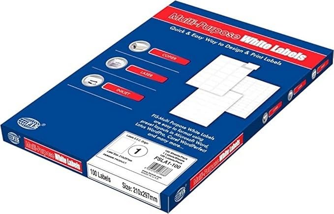 FIS FSLA1 - 100 Multipurpose Laser Label (100 Sheet x 65 labels), White - Al Kabayel Discount CentreFIS FSLA1 - 100 Multipurpose Laser Label (100 Sheet x 65 labels), WhiteLables & StampsFISAl Kabayel Discount Centre