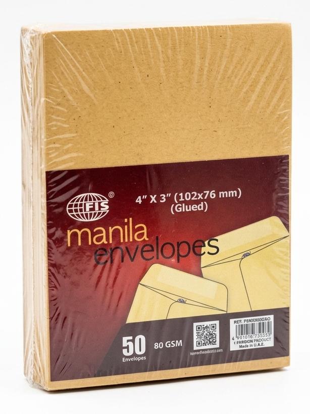 FIS Manila Envelopes Brown 4" x 3" | 50 Pcs | 80 GSM - Al Kabayel Discount CentreFIS Manila Envelopes Brown 4" x 3" | 50 Pcs | 80 GSMEnvelopes & Mailing SuppliesFISAl Kabayel Discount Centre