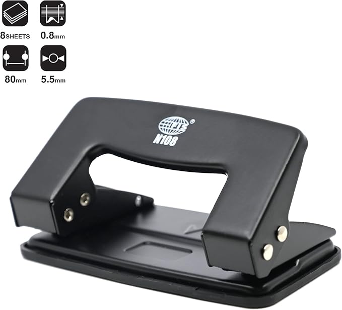 FIS Metal Office Punch N108, 2 Holes Punch, 5.5mm Depth, Up to 8 Sheets Capacity - Al Kabayel Discount CentreFIS Metal Office Punch N108, 2 Holes Punch, 5.5mm Depth, Up to 8 Sheets CapacityPaper Clips, Staples & FastenersFISAl Kabayel Discount Centre