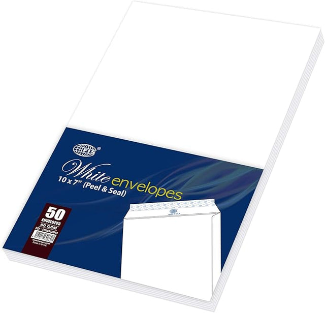 FIS White Envelopes 10X7" 50pcs Peel&Seal - Al Kabayel Discount CentreFIS White Envelopes 10X7" 50pcs Peel&SealEnvelopes & Mailing SuppliesFISAl Kabayel Discount Centre