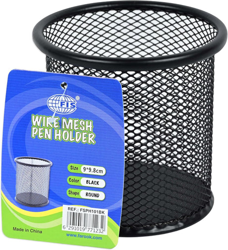 Fis Wire Mesh Pen Holder, Size (9X9.8Cm), Round Shape - Black Color - Fsph101Bk - Al Kabayel Discount CentreFis Wire Mesh Pen Holder, Size (9X9.8Cm), Round Shape - Black Color - Fsph101BkDesk Accessories & OrganizerFISAl Kabayel Discount Centre