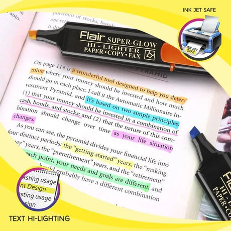 Flair Super Glow 4pcs Highlighter, Available in Fluorescent Colours - Al Kabayel Discount CentreFlair Super Glow 4pcs Highlighter, Available in Fluorescent ColoursPens, Pencils & MarkersFLAIRAl Kabayel Discount Centre