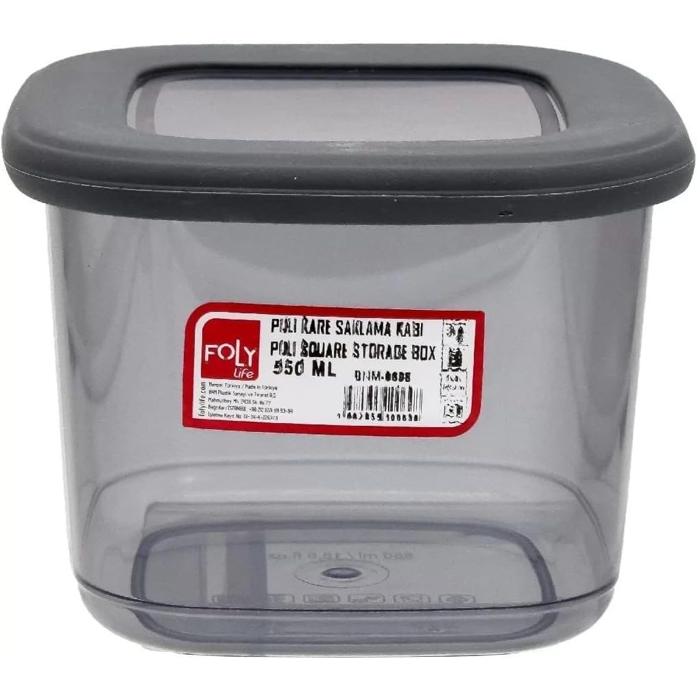 FOLY LIFE Square Food Storage Box 550ml Transparent Gray | Compact BPA Free Container - Al Kabayel Discount CentreFOLY LIFE Square Food Storage Box 550ml Transparent Gray | Compact BPA Free ContainerOrganizers & AccessoriesFOLY LIFEAl Kabayel Discount Centre