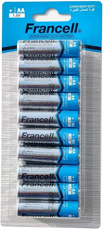 FRANCELL AA Super Heavy Duty Battery 1.5V, Pack of 20 - Al Kabayel Discount CentreFRANCELL AA Super Heavy Duty Battery 1.5V, Pack of 20BatteriesFRANCELLAl Kabayel Discount Centre