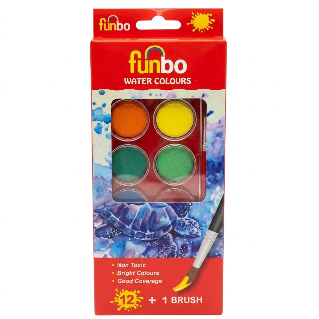 Funbo Art Starter Kit – 12 Water Colours + Brush & 12 Colouring Pencils | Complete Creativity Set for Kids - Al Kabayel Discount CentreFunbo Art Starter Kit – 12 Water Colours + Brush & 12 Colouring Pencils | Complete Creativity Set for KidsPaintsFUNBOAl Kabayel Discount Centre