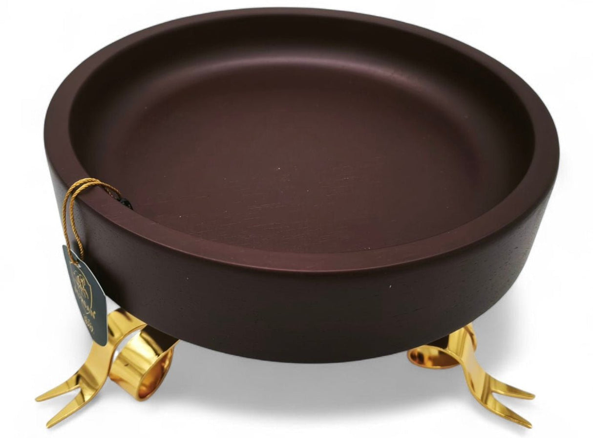 Fursan Date Tray With Stand 24Cm Brown Wood Gold - Al Kabayel Discount CentreFursan Date Tray With Stand 24Cm Brown Wood GoldServing TraysFURSANAl Kabayel Discount Centre