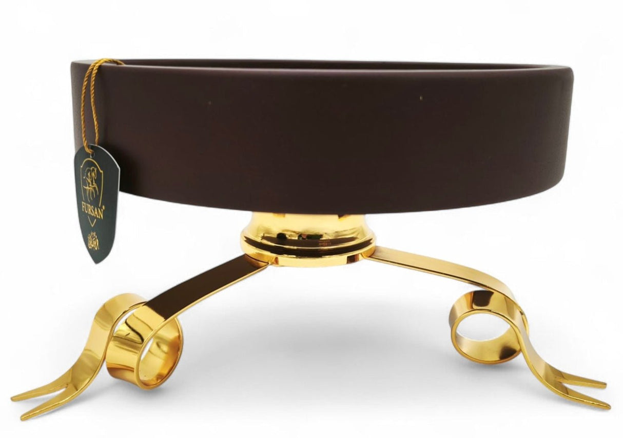 Fursan Date Tray With Stand 24Cm Brown Wood Gold - Al Kabayel Discount CentreFursan Date Tray With Stand 24Cm Brown Wood GoldServing TraysFURSANAl Kabayel Discount Centre