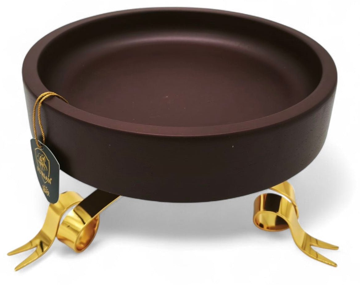 Fursan Date Tray With Stand 24Cm Brown Wood Gold - Al Kabayel Discount CentreFursan Date Tray With Stand 24Cm Brown Wood GoldServing TraysFURSANAl Kabayel Discount Centre