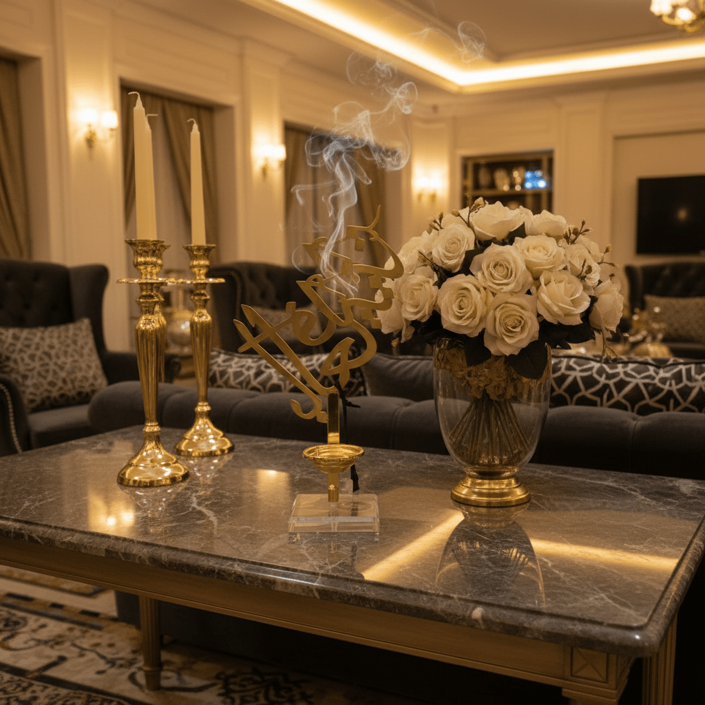 FURSAN Golden Arabic Calligraphy Incense Burner — Luxury Bakhoor Stand with Crystal Base | 30cm - Al Kabayel Discount CentreFURSAN Golden Arabic Calligraphy Incense Burner — Luxury Bakhoor Stand with Crystal Base | 30cmIncense BurnerFURSANAl Kabayel Discount Centre