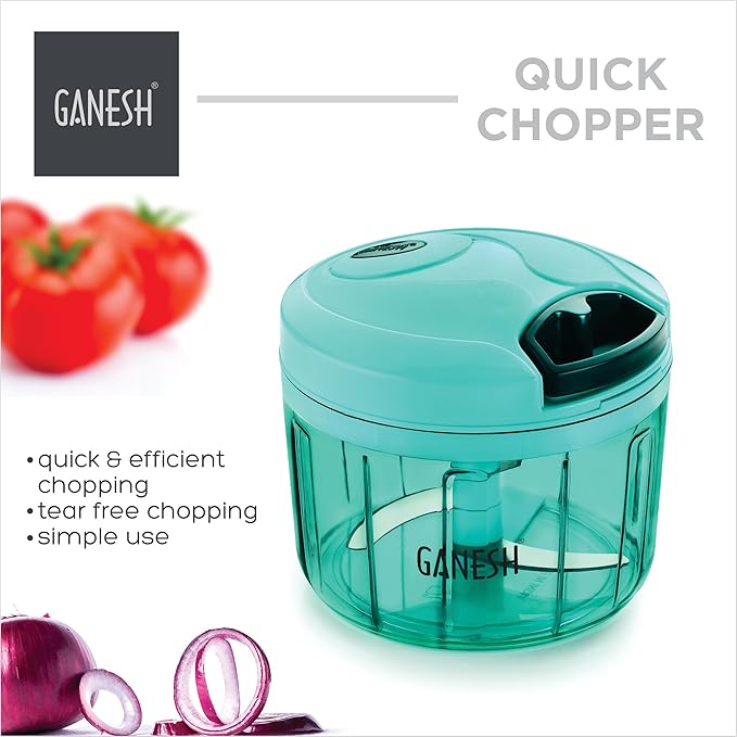 Ganesh Multipurpose Plastic Vegetable Chopper Cutter 3 Blades for Effortlessly Chopping Vegetables and Fruits for Your Kitchen, Pool Green (725 ml) - Al Kabayel Discount CentreGanesh Multipurpose Plastic Vegetable Chopper Cutter 3 Blades for Effortlessly Chopping Vegetables and Fruits for Your Kitchen, Pool Green (725 ml)Kitchen Utensils & GadgetsGANESHAl Kabayel Discount Centre