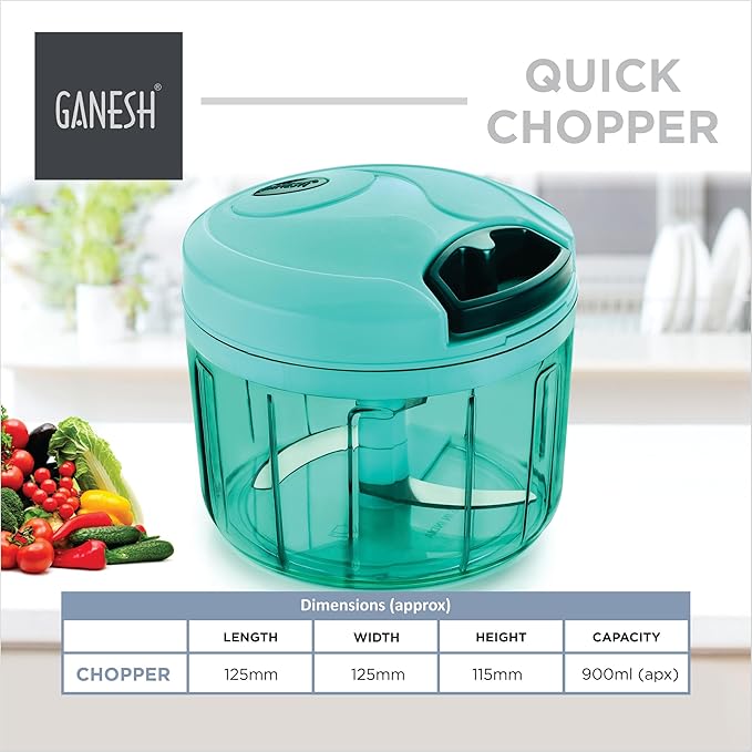 Ganesh Multipurpose Plastic Vegetable Chopper Cutter 3 Blades for Effortlessly Chopping Vegetables and Fruits for Your Kitchen, Pool Green (725 ml) - Al Kabayel Discount CentreGanesh Multipurpose Plastic Vegetable Chopper Cutter 3 Blades for Effortlessly Chopping Vegetables and Fruits for Your Kitchen, Pool Green (725 ml)Kitchen Utensils & GadgetsGANESHAl Kabayel Discount Centre