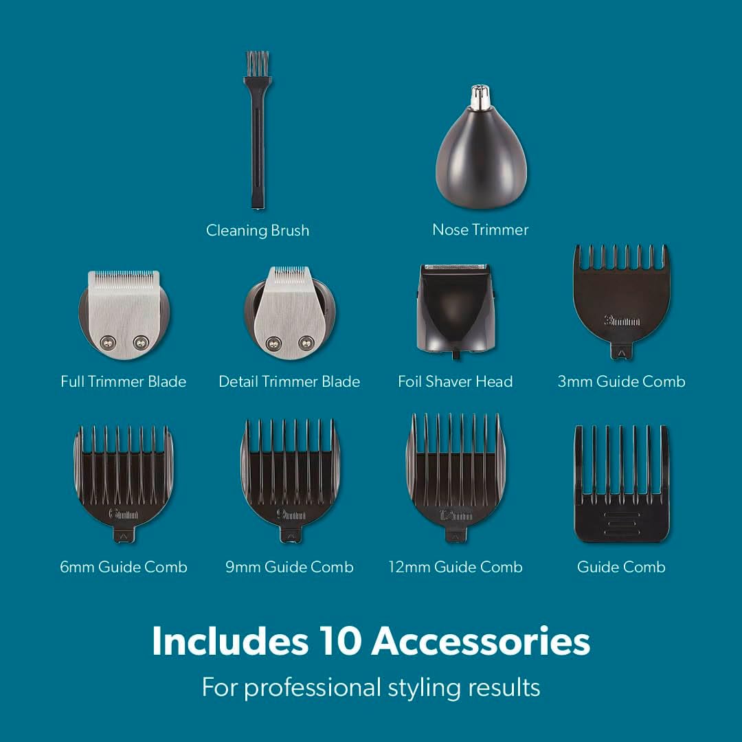 Geepas 11 - IN - 1 Rechargeable Grooming Set - GTR8300| With 6 Interchangeable Heads and 4 Comb Attachments| Includes a Charging Stand| Prefect for Home and Professional Styling| Black - Al Kabayel Discount CentreGeepas 11 - IN - 1 Rechargeable Grooming Set - GTR8300| With 6 Interchangeable Heads and 4 Comb Attachments| Includes a Charging Stand| Prefect for Home and Professional Styling| BlackTrimmerGEEPASAl Kabayel Discount Centre