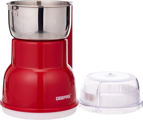 Geepas 150W Electric Coffee Grinder, Stainless Steel Blade, Stainless Steel Cup for Grinding, Overheat Protection, Removable Steel Bowl - GCG5440N - Al Kabayel Discount CentreGeepas 150W Electric Coffee Grinder, Stainless Steel Blade, Stainless Steel Cup for Grinding, Overheat Protection, Removable Steel Bowl - GCG5440NFood & Drink AppliancesGEEPASAl Kabayel Discount Centre
