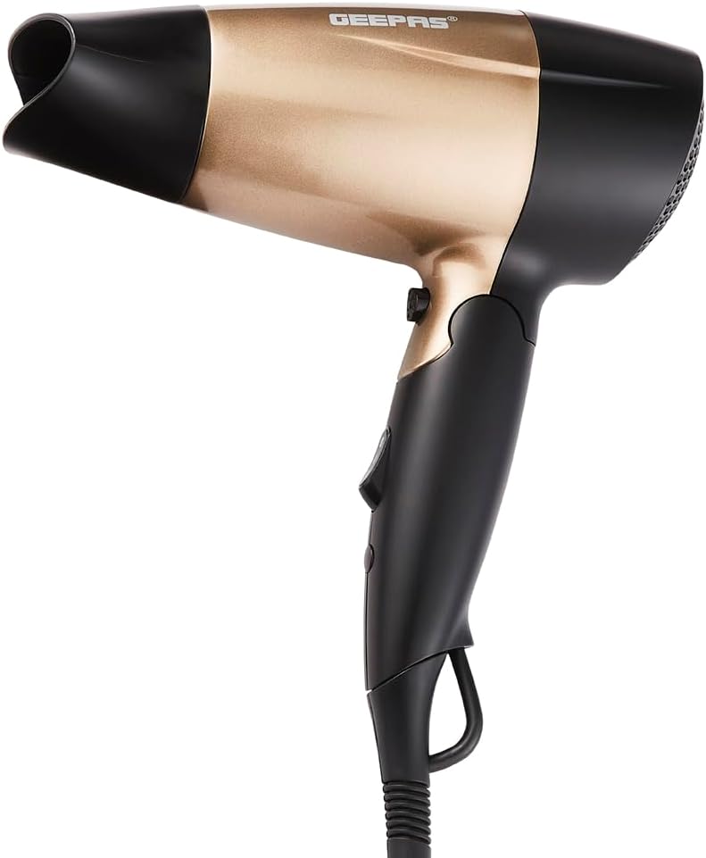 Geepas 1600W Powerful Travel Hair Dryer with Foldable Handle | Fast Drying Result | 2 - Speed & 2 Temperature Settings | Cool Shot Function For Frizz Free Shine & Elegant Concentrator - Al Kabayel Discount CentreGeepas 1600W Powerful Travel Hair Dryer with Foldable Handle | Fast Drying Result | 2 - Speed & 2 Temperature Settings | Cool Shot Function For Frizz Free Shine & Elegant ConcentratorHair DryerGEEPASAl Kabayel Discount Centre