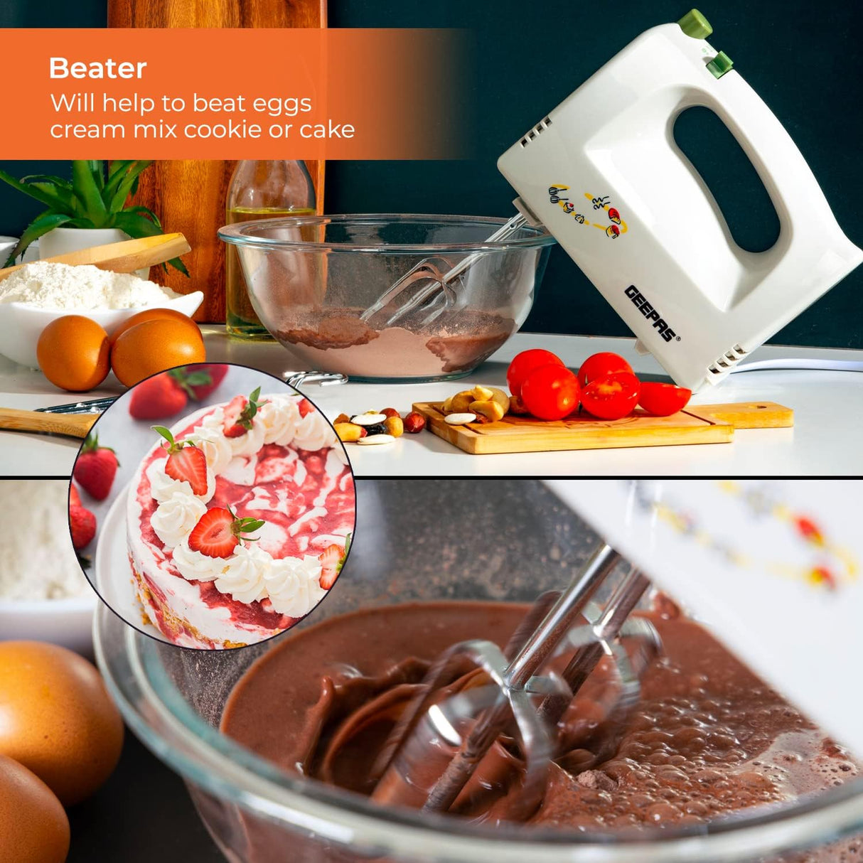 Geepas 160W Hand Mixer, Professional Electric Handheld Mixer for Baking, 5 Speed Function, Includes Stainless Steel Beaters & Dough Hooks, Eject Button, GHM2001 - Al Kabayel Discount CentreGeepas 160W Hand Mixer, Professional Electric Handheld Mixer for Baking, 5 Speed Function, Includes Stainless Steel Beaters & Dough Hooks, Eject Button, GHM2001Food & Drink AppliancesGEEPASAl Kabayel Discount Centre
