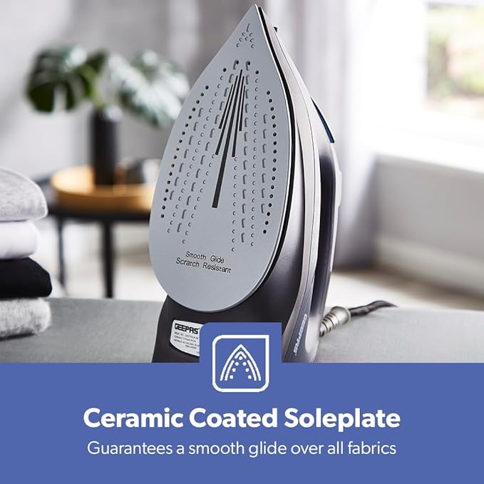 Geepas 2 - in - 1 Steam Iron, Adjustable Temperature Control, GSI7703 | Dry & Wet Steam Iron | Ceramic Soleplate | Dry/Steam/Burst of Steam/Vertical Steam Function - Al Kabayel Dicount CenterGeepas 2 - in - 1 Steam Iron, Adjustable Temperature Control, GSI7703 | Dry & Wet Steam Iron | Ceramic Soleplate | Dry/Steam/Burst of Steam/Vertical Steam FunctionIrons & steamersgeepassAl Kabayel Dicount Center