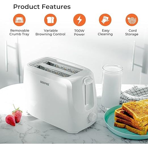 Geepas 2 Slice Bread Toaster, Variable Browning Setting, GBT36515 | Cancel Function | Removable Crumb Tray | Wide Slots and High Lift Feature | Cord Storage - Al Kabayel Dicount CenterGeepas 2 Slice Bread Toaster, Variable Browning Setting, GBT36515 | Cancel Function | Removable Crumb Tray | Wide Slots and High Lift Feature | Cord StorageFood & Drink AppliancesgeepassAl Kabayel Dicount Center