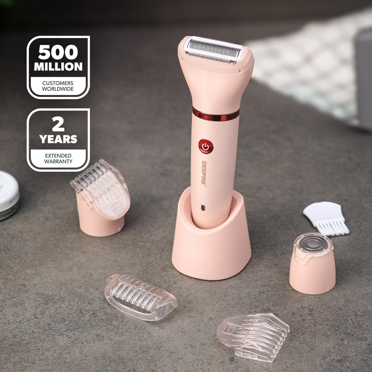 Geepas 3 - in - 1 Waterproof Lady Shaver Set | Wet & Dry Rechargeable Electric Razor for Women with Facial Hair & Body Trimmer Heads | Cordless Portable LED Indicator | USB Charging, Gift for Women - Al Kabayel Discount CentreGeepas 3 - in - 1 Waterproof Lady Shaver Set | Wet & Dry Rechargeable Electric Razor for Women with Facial Hair & Body Trimmer Heads | Cordless Portable LED Indicator | USB Charging, Gift for WomenTrimmerGEEPASAl Kabayel Discount Centre