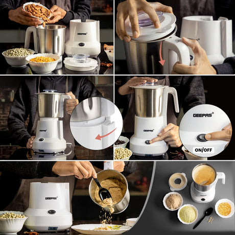 Geepas Coffee Grinder GCG6105 - 450W Electric Grinder | Separate Stainless Steel Blades for Coffee Beans, Spices & Dried Nuts Grinding | Detachable Bowl |Large Capacity Mill - Al Kabayel Dicount CenterGeepas Coffee Grinder GCG6105 - 450W Electric Grinder | Separate Stainless Steel Blades for Coffee Beans, Spices & Dried Nuts Grinding | Detachable Bowl |Large Capacity MillElectric Blade GrindersgeepassAl Kabayel Dicount Center