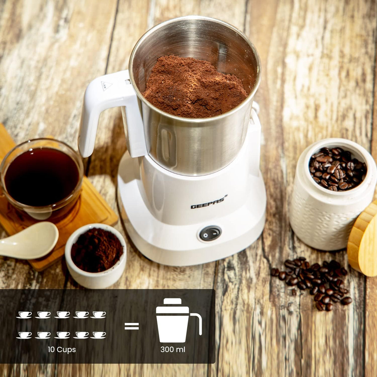 Geepas Coffee Grinder GCG6105 - 450W Electric Grinder | Separate Stainless Steel Blades for Coffee Beans, Spices & Dried Nuts Grinding | Detachable Bowl |Large Capacity Mill - Al Kabayel Dicount CenterGeepas Coffee Grinder GCG6105 - 450W Electric Grinder | Separate Stainless Steel Blades for Coffee Beans, Spices & Dried Nuts Grinding | Detachable Bowl |Large Capacity MillElectric Blade GrindersgeepassAl Kabayel Dicount Center