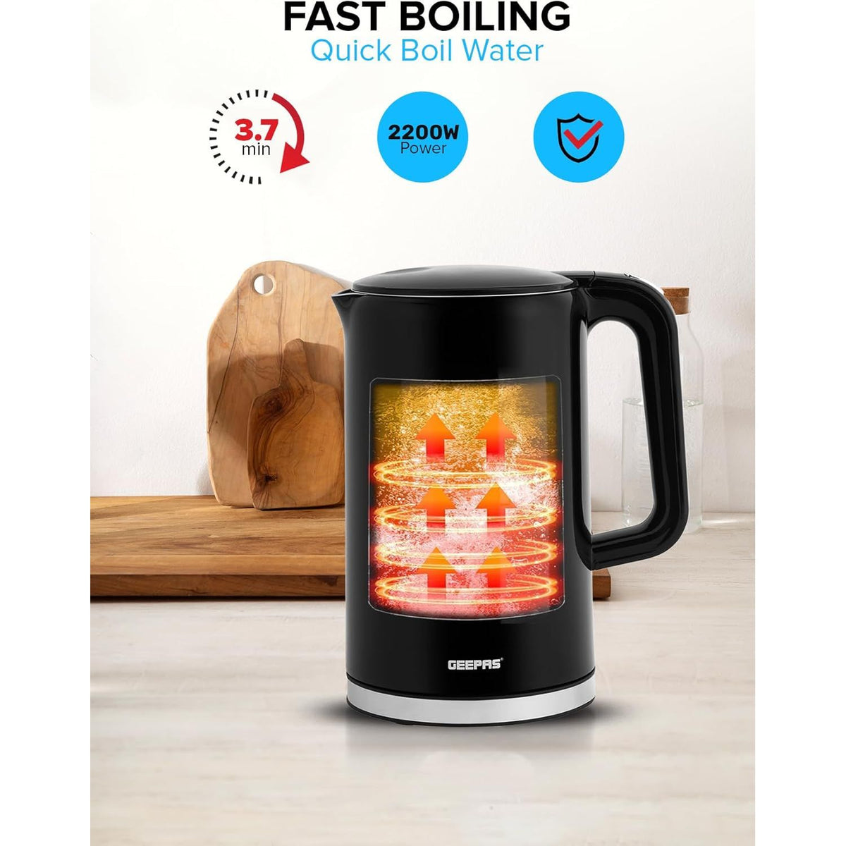 Geepas Double Layer Kettle, Black, GK38052|1.7L Digital Display Kettle Dry Boiling Protecction/Quick Boil Water, Tea and Coffee Maker - 2200 Watts - Al Kabayel Discount CentreGeepas Double Layer Kettle, Black, GK38052|1.7L Digital Display Kettle Dry Boiling Protecction/Quick Boil Water, Tea and Coffee Maker - 2200 WattsElectric KettlesGEEPASAl Kabayel Discount Centre