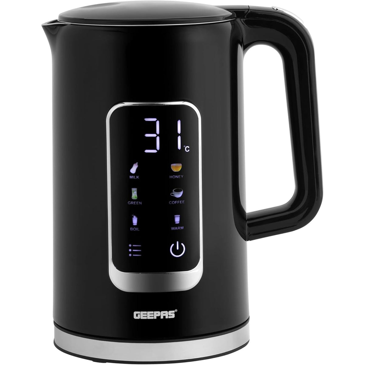 Geepas Double Layer Kettle, Black, GK38052|1.7L Digital Display Kettle Dry Boiling Protecction/Quick Boil Water, Tea and Coffee Maker - 2200 Watts - Al Kabayel Discount CentreGeepas Double Layer Kettle, Black, GK38052|1.7L Digital Display Kettle Dry Boiling Protecction/Quick Boil Water, Tea and Coffee Maker - 2200 WattsElectric KettlesGEEPASAl Kabayel Discount Centre