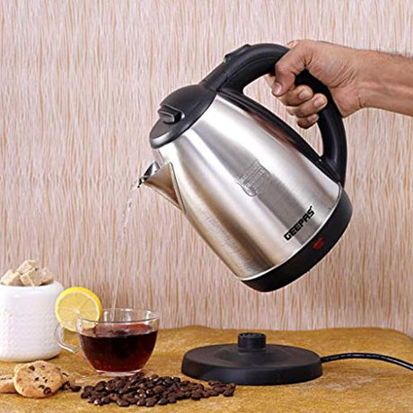 Geepas Electric Tea Kettle 1.8 L, Auto Shut Off And Boil Dry Protection, Safety Lock Lid, 360 Degree Rotational Base, Stainless Steel, Ergonomic Handle, Perfect Pour, Large Capacity 1.8 L 1500 W GK5454B - Al Kabayel Discount CentreGeepas Electric Tea Kettle 1.8 L, Auto Shut Off And Boil Dry Protection, Safety Lock Lid, 360 Degree Rotational Base, Stainless Steel, Ergonomic Handle, Perfect Pour, Large Capacity 1.8 L 1500 W GK5454BElectric KettlesGEEPASAl Kabayel Discount Centre