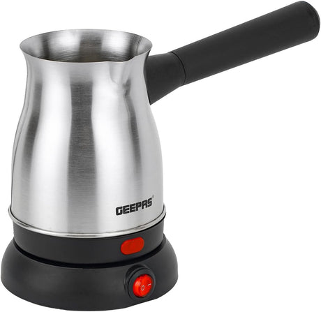 GEEPAS Electric Turkish Coffee Maker 0.8L GK38050 – Stainless Steel Coffee Kettle with 360° Rotational Base, Food - Grade Safe, Non - Automatic Cut Off, Perfect for Home & Office Use - Al Kabayel Discount CentreGEEPAS Electric Turkish Coffee Maker 0.8L GK38050 – Stainless Steel Coffee Kettle with 360° Rotational Base, Food - Grade Safe, Non - Automatic Cut Off, Perfect for Home & Office UseFood & Drink AppliancesGEEPASAl Kabayel Discount Centre