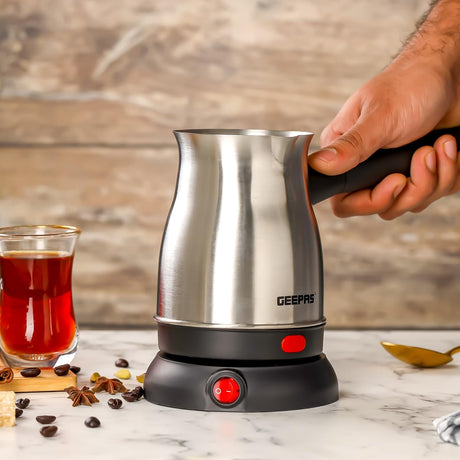 GEEPAS Electric Turkish Coffee Maker 0.8L GK38050 – Stainless Steel Coffee Kettle with 360° Rotational Base, Food - Grade Safe, Non - Automatic Cut Off, Perfect for Home & Office Use - Al Kabayel Discount CentreGEEPAS Electric Turkish Coffee Maker 0.8L GK38050 – Stainless Steel Coffee Kettle with 360° Rotational Base, Food - Grade Safe, Non - Automatic Cut Off, Perfect for Home & Office UseFood & Drink AppliancesGEEPASAl Kabayel Discount Centre