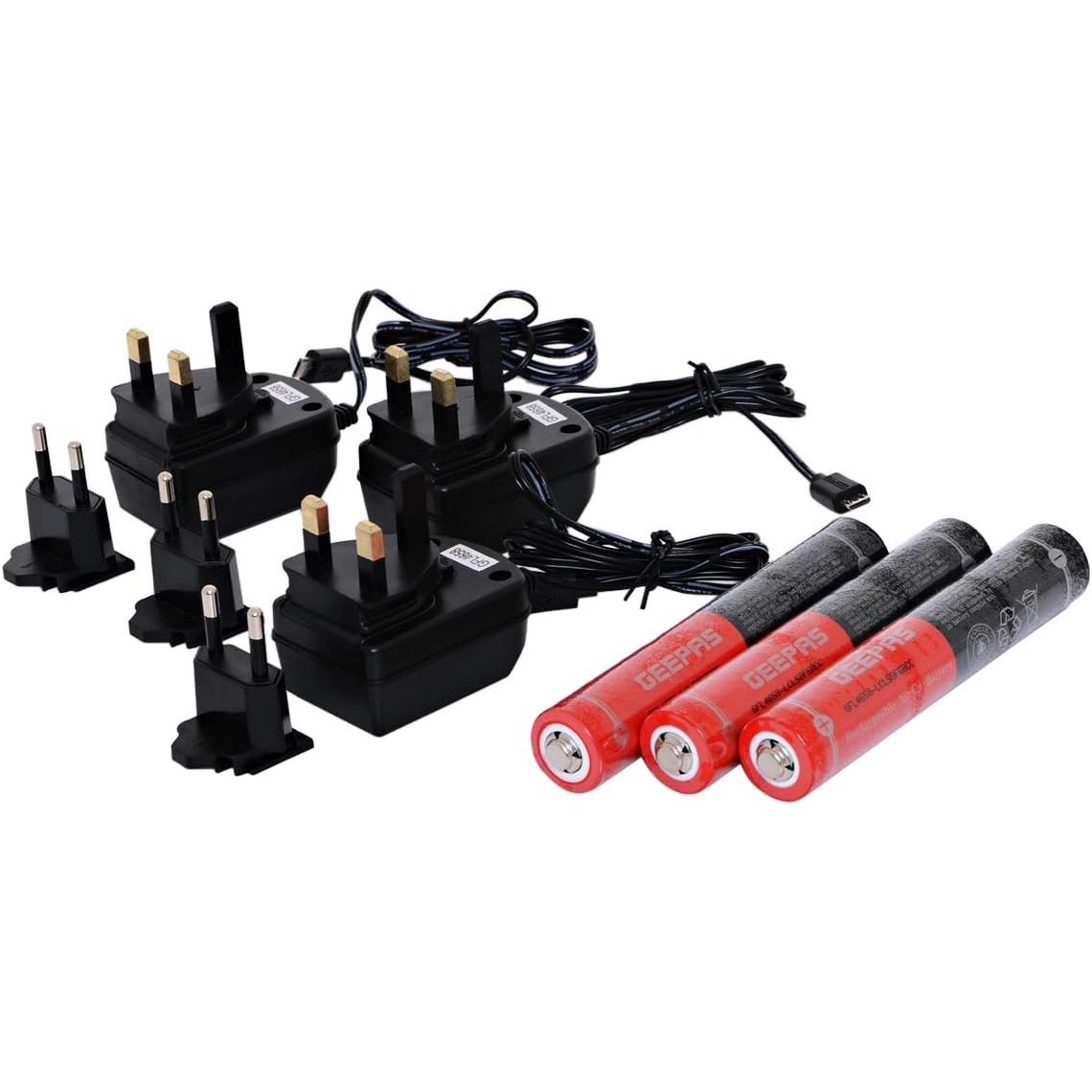 Geepas GFL4658 Rechargeable LED Flashlight, Set of 3| Hyper Bright White 2000 Meters Range Portable Torch High Beam LED Flashlight| Water Proof Pocket Flashlight with Charger, battery - Al Kabayel Dicount CenterGeepas GFL4658 Rechargeable LED Flashlight, Set of 3| Hyper Bright White 2000 Meters Range Portable Torch High Beam LED Flashlight| Water Proof Pocket Flashlight with Charger, batteryHandheld FlashlightsgeepassAl Kabayel Dicount Center