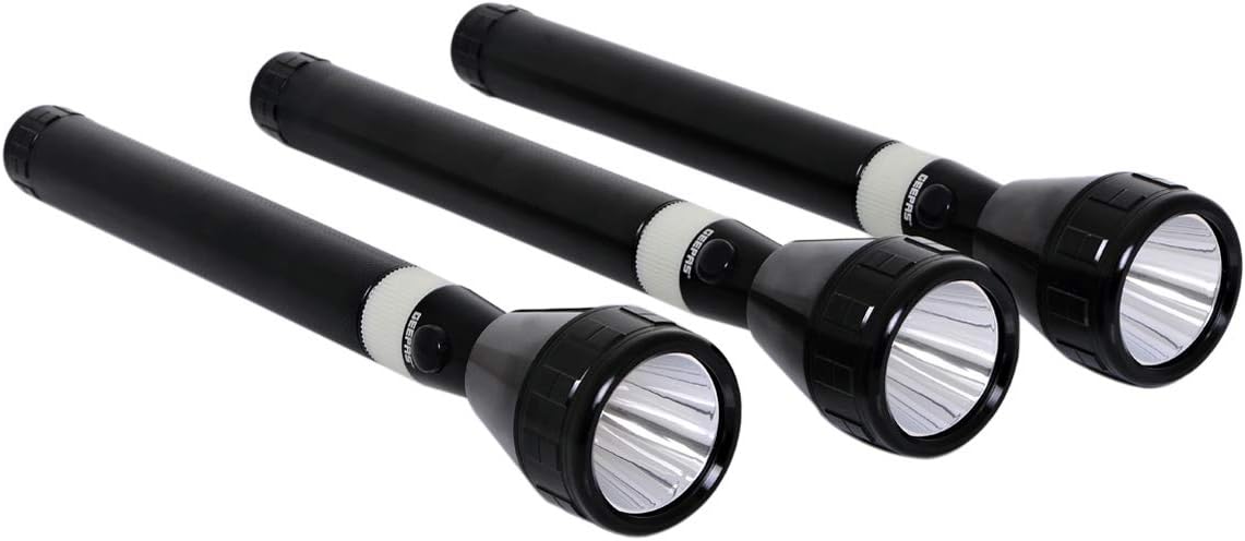 Geepas GFL4658 Rechargeable LED Flashlight, Set of 3| Hyper Bright White 2000 Meters Range Portable Torch High Beam LED Flashlight| Water Proof Pocket Flashlight with Charger, battery - Al Kabayel Dicount CenterGeepas GFL4658 Rechargeable LED Flashlight, Set of 3| Hyper Bright White 2000 Meters Range Portable Torch High Beam LED Flashlight| Water Proof Pocket Flashlight with Charger, batteryHandheld FlashlightsgeepassAl Kabayel Dicount Center