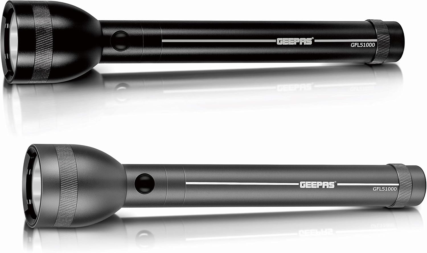 Geepas GFL51000 Rechargeable LED Flashlight - Hyper Bright CRE LED Torch Light | Built - in 3000mAh Li - ion Battery | 8 Hours Working | 2 Years Warranty - Al Kabayel Dicount CenterGeepas GFL51000 Rechargeable LED Flashlight - Hyper Bright CRE LED Torch Light | Built - in 3000mAh Li - ion Battery | 8 Hours Working | 2 Years WarrantyHandheld FlashlightsgeepassAl Kabayel Dicount Center