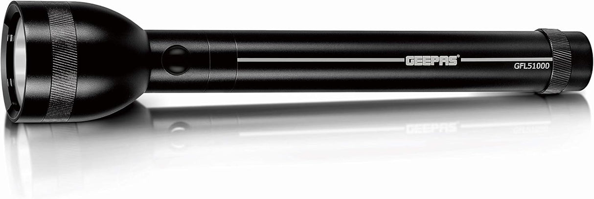 Geepas GFL51000 Rechargeable LED Flashlight - Hyper Bright CRE LED Torch Light | Built - in 3000mAh Li - ion Battery | 8 Hours Working | 2 Years Warranty - Al Kabayel Dicount CenterGeepas GFL51000 Rechargeable LED Flashlight - Hyper Bright CRE LED Torch Light | Built - in 3000mAh Li - ion Battery | 8 Hours Working | 2 Years WarrantyHandheld FlashlightsgeepassAl Kabayel Dicount Center