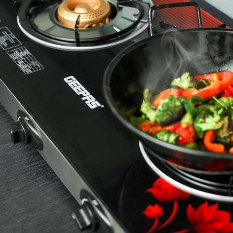 Geepas GGC31012 3 - Burner Gas Cooker Size 70mm, 40mm & 90mm Respectively - Ergonomic Design, Automatic Ignition, 3 Heating Zones |Stainless Steel Frame & Tray - Al Kabayel Dicount CenterGeepas GGC31012 3 - Burner Gas Cooker Size 70mm, 40mm & 90mm Respectively - Ergonomic Design, Automatic Ignition, 3 Heating Zones |Stainless Steel Frame & TrayGAS STOVEgeepassAl Kabayel Dicount Center