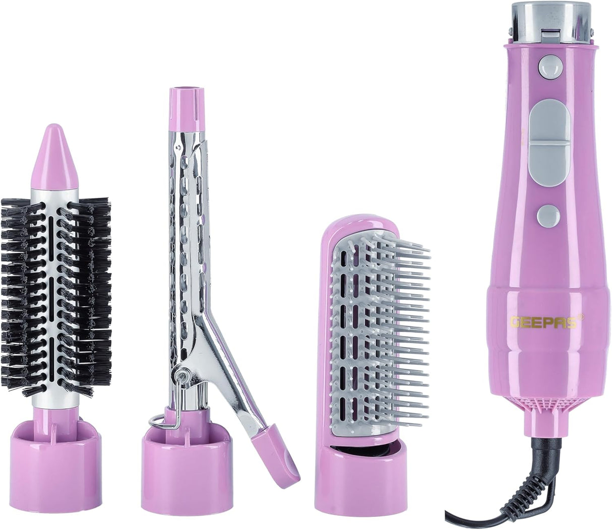 Geepas GH714 4 - in - 1 Hair Styler - 2 Speed Settings, Overheat Protection, 360 Swivel Cord & Cool Function - Multi - Functional Salon Hair Styler - Al Kabayel Discount CentreGeepas GH714 4 - in - 1 Hair Styler - 2 Speed Settings, Overheat Protection, 360 Swivel Cord & Cool Function - Multi - Functional Salon Hair StylerPersonal Care & Styling ToolsGEEPASAl Kabayel Discount Centre