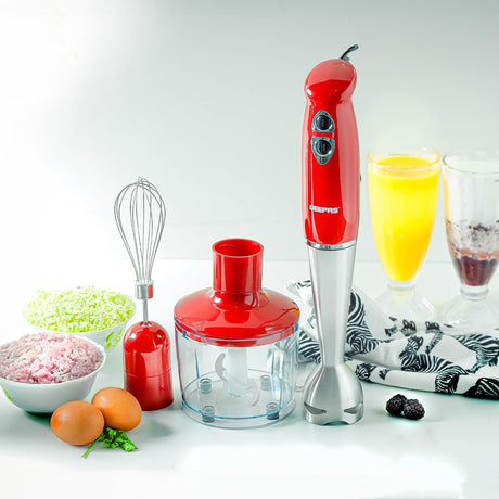 Geepas GHB6136 400W Hand Blender - Stainless Steel Blades with 2 Speed for Baby Food, Soup, Juice | 860ml Chopper Bowl & Electric Egg Whisk - 2 Years Warranty - Al Kabayel Dicount CenterGeepas GHB6136 400W Hand Blender - Stainless Steel Blades with 2 Speed for Baby Food, Soup, Juice | 860ml Chopper Bowl & Electric Egg Whisk - 2 Years WarrantyBlenders, Mixers & Food ProcessorsgeepassAl Kabayel Dicount Center