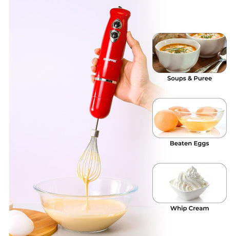 Geepas GHB6136 400W Hand Blender - Stainless Steel Blades with 2 Speed for Baby Food, Soup, Juice | 860ml Chopper Bowl & Electric Egg Whisk - 2 Years Warranty - Al Kabayel Dicount CenterGeepas GHB6136 400W Hand Blender - Stainless Steel Blades with 2 Speed for Baby Food, Soup, Juice | 860ml Chopper Bowl & Electric Egg Whisk - 2 Years WarrantyBlenders, Mixers & Food ProcessorsgeepassAl Kabayel Dicount Center
