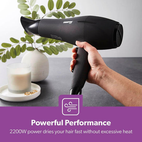Geepas GHD86019 2200W Powerful Hair Dryer - 2 - Speed & 3 Temperature Settings - Salon Quality with Cool Shot Function for Frizz Free Shine - Portable Hair Dryer - Al Kabayel Dicount CenterGeepas GHD86019 2200W Powerful Hair Dryer - 2 - Speed & 3 Temperature Settings - Salon Quality with Cool Shot Function for Frizz Free Shine - Portable Hair Dryerhair dryergeepassAl Kabayel Dicount Center