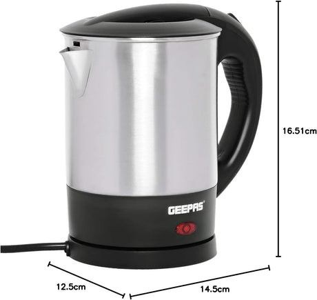 Geepas GK5418 1350W Travel Electric Kettle - Stainless Steel Housing, Boil - Dry & Overheat Protection |Boiler for Hot Water, Tea & Coffee | 1.0L | - Al Kabayel Discount CentreGeepas GK5418 1350W Travel Electric Kettle - Stainless Steel Housing, Boil - Dry & Overheat Protection |Boiler for Hot Water, Tea & Coffee | 1.0L |Electric KettlesGEEPASAl Kabayel Discount Centre