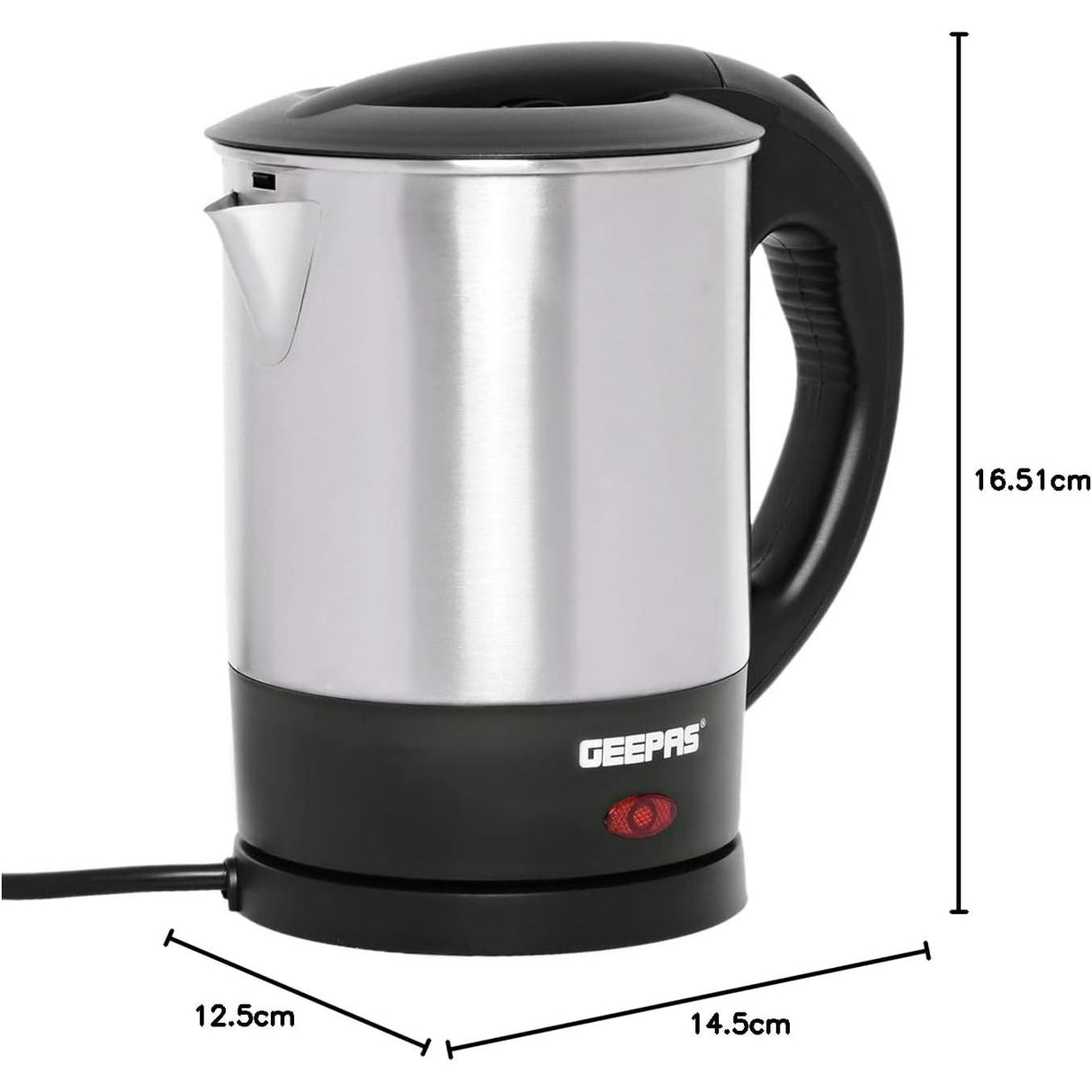 Geepas GK5418 1350W Travel Electric Kettle - Stainless Steel Housing, Boil - Dry & Overheat Protection |Boiler for Hot Water, Tea & Coffee | 1.0L | - Al Kabayel Discount CentreGeepas GK5418 1350W Travel Electric Kettle - Stainless Steel Housing, Boil - Dry & Overheat Protection |Boiler for Hot Water, Tea & Coffee | 1.0L |Electric KettlesGEEPASAl Kabayel Discount Centre