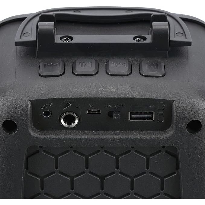 Geepas Portable Bluetooth Speaker, With Microphone, GMS11156 USB/TF/FM/AUX IN Large Circle Dazzle LED Light Portable & Lightweight Ideal For Home, Hotels & Outdoor Use, Black - Al Kabayel Dicount CenterGeepas Portable Bluetooth Speaker, With Microphone, GMS11156 USB/TF/FM/AUX IN Large Circle Dazzle LED Light Portable & Lightweight Ideal For Home, Hotels & Outdoor Use, BlackPortable Bluetooth SpeakersgeepassAl Kabayel Dicount Center