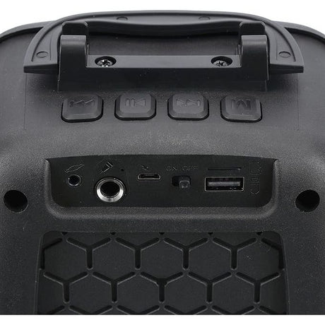 Geepas Portable Bluetooth Speaker, With Microphone, GMS11156 USB/TF/FM/AUX IN Large Circle Dazzle LED Light Portable & Lightweight Ideal For Home, Hotels & Outdoor Use, Black - Al Kabayel Dicount CenterGeepas Portable Bluetooth Speaker, With Microphone, GMS11156 USB/TF/FM/AUX IN Large Circle Dazzle LED Light Portable & Lightweight Ideal For Home, Hotels & Outdoor Use, BlackPortable Bluetooth SpeakersgeepassAl Kabayel Dicount Center