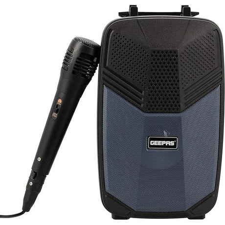 Geepas Portable Bluetooth Speaker, With Microphone, GMS11156 USB/TF/FM/AUX IN Large Circle Dazzle LED Light Portable & Lightweight Ideal For Home, Hotels & Outdoor Use, Black - Al Kabayel Dicount CenterGeepas Portable Bluetooth Speaker, With Microphone, GMS11156 USB/TF/FM/AUX IN Large Circle Dazzle LED Light Portable & Lightweight Ideal For Home, Hotels & Outdoor Use, BlackPortable Bluetooth SpeakersgeepassAl Kabayel Dicount Center