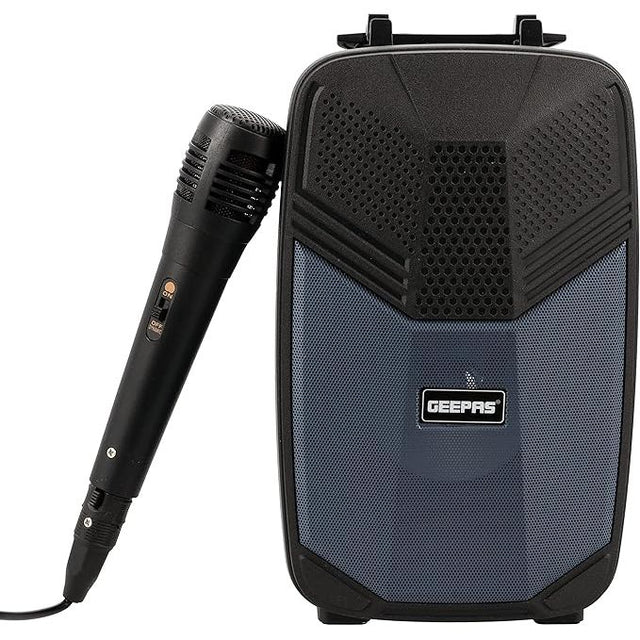 Geepas Portable Bluetooth Speaker, With Microphone, GMS11156 USB/TF/FM/AUX IN Large Circle Dazzle LED Light Portable & Lightweight Ideal For Home, Hotels & Outdoor Use, Black - Al Kabayel Dicount CenterGeepas Portable Bluetooth Speaker, With Microphone, GMS11156 USB/TF/FM/AUX IN Large Circle Dazzle LED Light Portable & Lightweight Ideal For Home, Hotels & Outdoor Use, BlackPortable Bluetooth SpeakersgeepassAl Kabayel Dicount Center