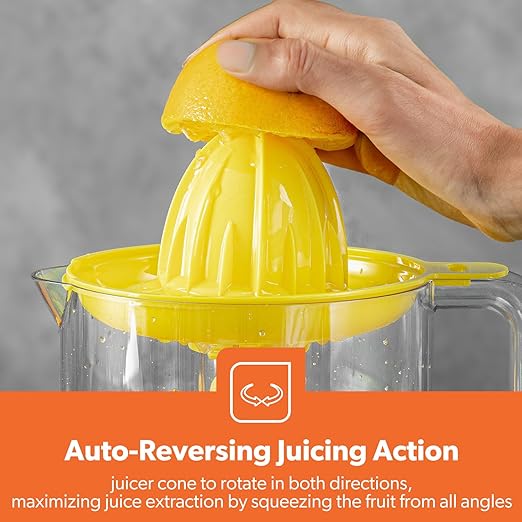 Geepas Portable Citrus Juicer Set Non Slip Feet Transparent Lid Plastic Body Effortless Juicer with 2 Cones Bi - Direction Twist for Quick Nutritious Juices 1 L 25 W GCJ9900 Yellow/White - Al Kabayel Dicount CenterGeepas Portable Citrus Juicer Set Non Slip Feet Transparent Lid Plastic Body Effortless Juicer with 2 Cones Bi - Direction Twist for Quick Nutritious Juices 1 L 25 W GCJ9900 Yellow/Whitefood and drink appliancesgeepassAl Kabayel Dicount Center