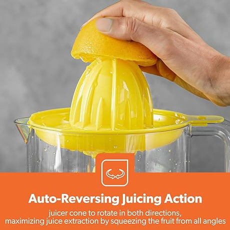 Geepas Portable Citrus Juicer Set Non Slip Feet Transparent Lid Plastic Body Effortless Juicer with 2 Cones Bi - Direction Twist for Quick Nutritious Juices 1 L 25 W GCJ9900 Yellow/White - Al Kabayel Dicount CenterGeepas Portable Citrus Juicer Set Non Slip Feet Transparent Lid Plastic Body Effortless Juicer with 2 Cones Bi - Direction Twist for Quick Nutritious Juices 1 L 25 W GCJ9900 Yellow/Whitefood and drink appliancesgeepassAl Kabayel Dicount Center