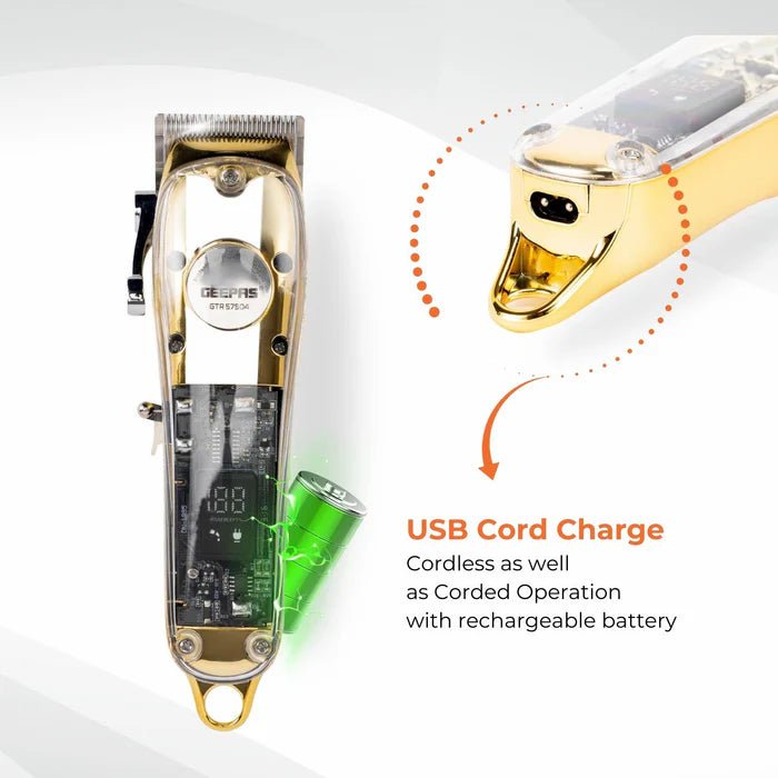GEEPAS Professional Digital Hair Clipper 4 Adjustable Cutting Blades and 8 Different Length Limit Combs with LCD Display - GTR57504 - Al Kabayel Discount CentreGEEPAS Professional Digital Hair Clipper 4 Adjustable Cutting Blades and 8 Different Length Limit Combs with LCD Display - GTR57504Personal Care & Styling ToolsGEEPASAl Kabayel Discount Centre