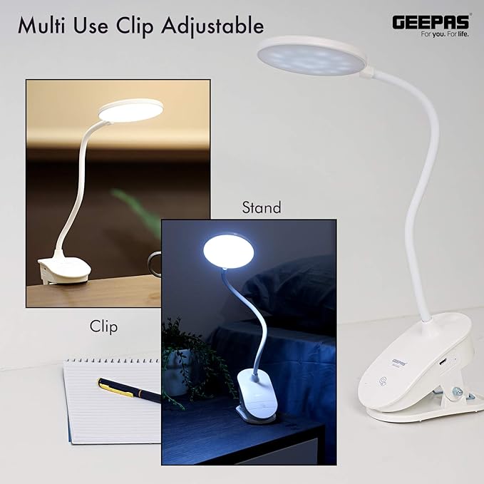 Geepas Rechargeable Desk Lamp, Large Luminescent Surface, GE53026 | Touch Sensitive Control | 3 Brightness Eye - Protect Night Light | Portable Lamp for E - Reader | Multifunctional - Al Kabayel Dicount CenterGeepas Rechargeable Desk Lamp, Large Luminescent Surface, GE53026 | Touch Sensitive Control | 3 Brightness Eye - Protect Night Light | Portable Lamp for E - Reader | Multifunctionaltable lampgeepassAl Kabayel Dicount Center