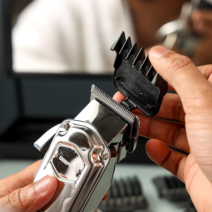 GEEPAS Rechargeable Hair and Beard Trimmer, Detachable Blades and Waterproof IPX7/ LED Display, Cordless - GTR57510, Silver - Al Kabayel Discount CentreGEEPAS Rechargeable Hair and Beard Trimmer, Detachable Blades and Waterproof IPX7/ LED Display, Cordless - GTR57510, SilverPersonal Care & Styling ToolsGEEPASAl Kabayel Discount Centre